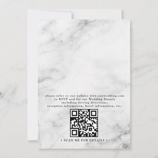 Classic Marble Simple Elegant Chic QR Code Wedding Kaart (Achterkant)