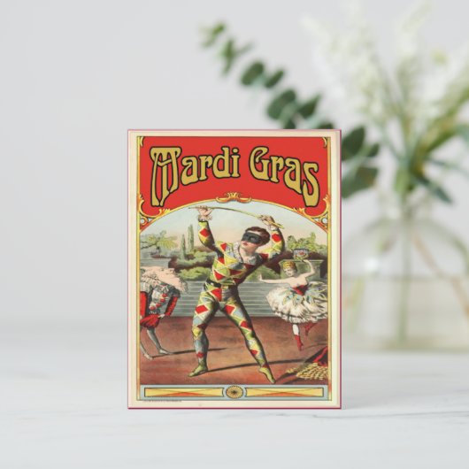 Classic Mardi Gras Harlaquin Briefkaart (Staand voorkant)