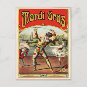 Classic Mardi Gras Harlaquin Briefkaart
