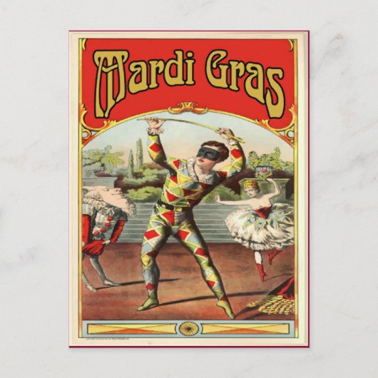 Classic Mardi Gras Harlaquin Briefkaart (Voorkant)