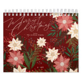 Classic Maroon Vrolijk Kerstfeest 2026 Kalender (Hoes)