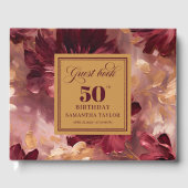 Classic Marsala Blush Gold Flowers 50th Birthday Gastenboek (Voorkant)