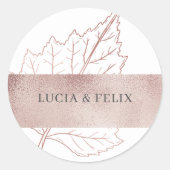 Classic Matt Roos gouden bladeren bruiloft Ronde Sticker (Voorkant)