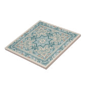 Classic Mediterranean Pattern Pat#29 Teal ID1195 Tegeltje (Zijkant)