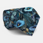 Classic Mens Fashion Calla Lilies Floral Stropdas (Opgerold)