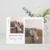 Classic Merry Antiek Stip White Feestdagenkaart (Staand voorkant)