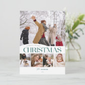 Classic Merry Christmas 5 foto Kerst Kaart (Staand voorkant)