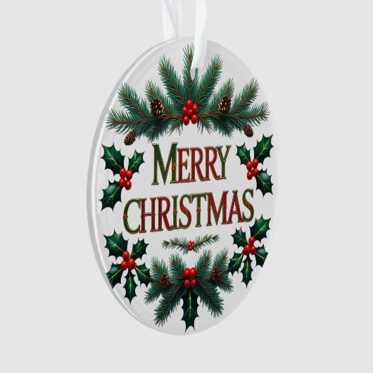 Classic Merry Christmas Acrylic Circle Ornament (voorkant)