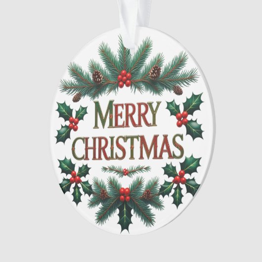 Classic Merry Christmas Acrylic Circle Ornament (voorkant)