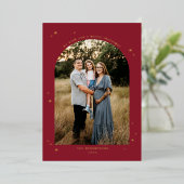 Classic Merry Christmas Arch Photo Folie Feestdagenkaart (Staand Voorkant)