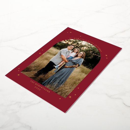 Classic Merry Christmas Arch Photo Folie Feestdagenkaart (Gedraaid)