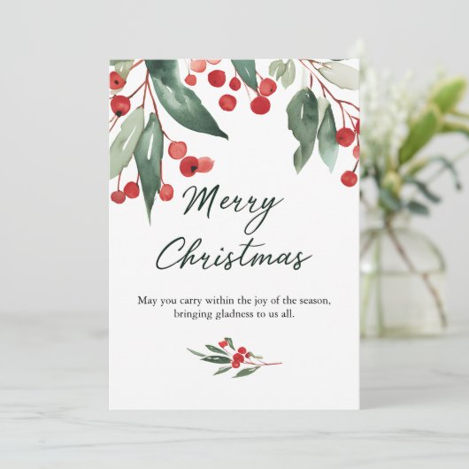 Classic Merry Christmas Card with Warm Winter Wish Kaart (Staand voorkant)