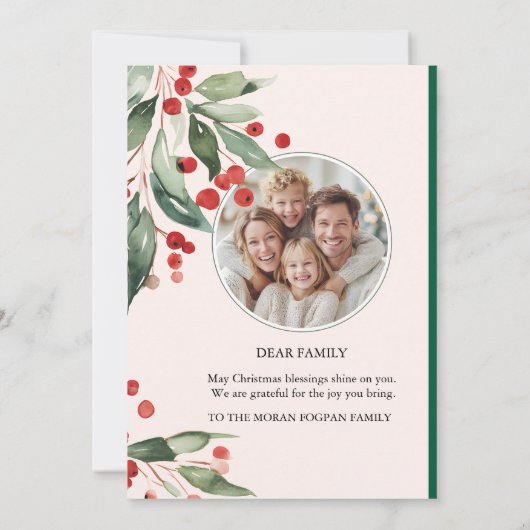 Classic Merry Christmas Card with Warm Winter Wish Kaart (Achterkant)