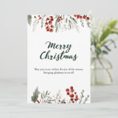 Classic Merry Christmas Card with Warm Winter Wish Kaart (Staand voorkant)