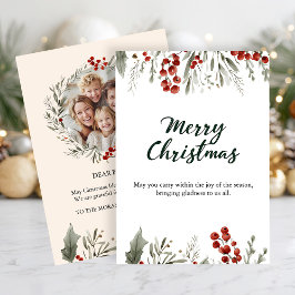 Classic Merry Christmas Card with Warm Winter Wish Kaart