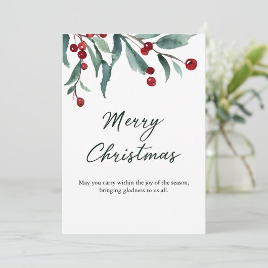 Classic Merry Christmas Card with Warm Winter Wish Kaart (Staand voorkant)