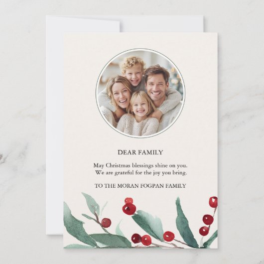 Classic Merry Christmas Card with Warm Winter Wish Kaart (Achterkant)