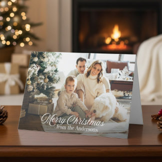 Classic Merry Christmas Custom Family Foto Feestdagen Kaart