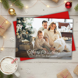 Classic Merry Christmas Custom Photo Feestdagenkaart