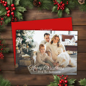 Classic Merry Christmas Custom Photo Feestdagenkaart