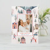Classic Merry Christmas Foto Wenskaart Kaart (Staand voorkant)