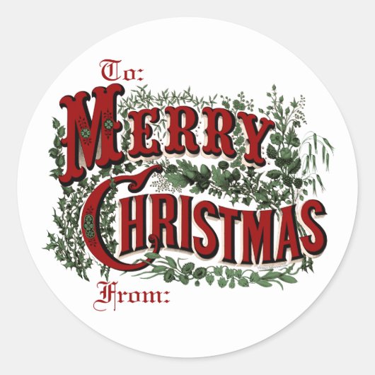 Classic Merry Christmas Gift Label Stickers (Voorkant)
