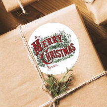 Classic Merry Christmas Gift Label Stickers