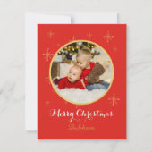 Classic Merry Christmas Golden Glitter Feestdagenkaart (Voorkant)