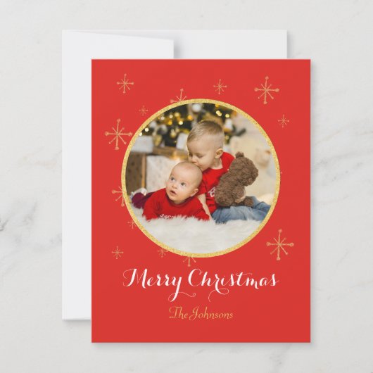 Classic Merry Christmas Golden Glitter Feestdagenkaart (Voorkant)