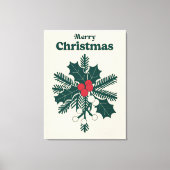 Classic Merry Christmas Holly Canvas Afdruk (Voorkant)