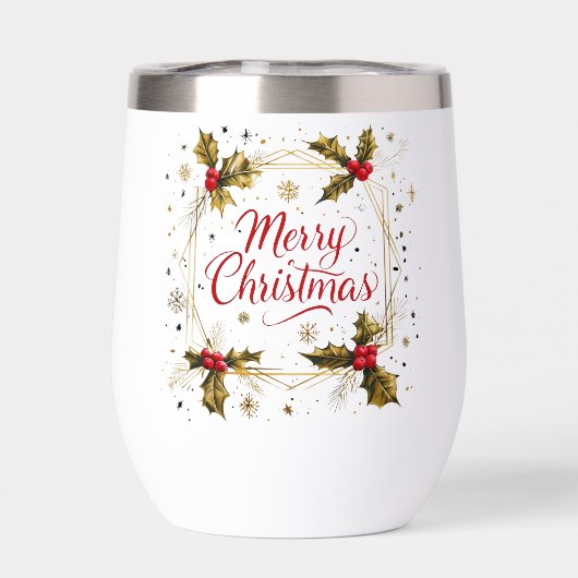 Classic Merry Christmas Kaart met Holly Design (Achterkant)