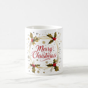 Classic Merry Christmas Kaart met Holly Design Koffiemok