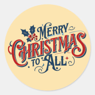 Classic Merry Christmas naar alle feestelijke vaka Ronde Sticker