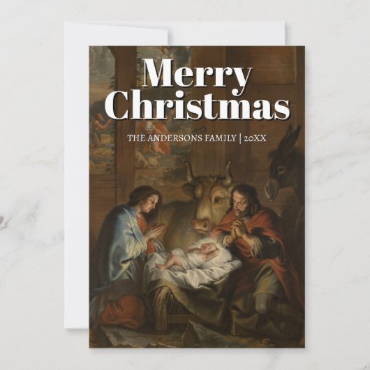 Classic Merry Christmas Nativity Quellinus Feestdagenkaart (Voorkant)