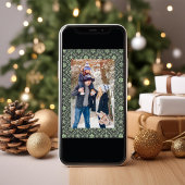 Classic Merry Christmas One Photo Snowflake Feestdagenkaart