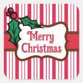 Classic Merry Christmas Pepermunt Stickers (Voorkant)