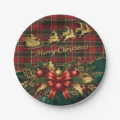 Classic Merry Christmas Plaid Design Papieren Bordje (Voorkant)