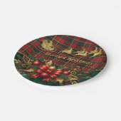 Classic Merry Christmas Plaid Design Papieren Bordje (Gekanteld)