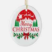 "Classic Merry Christmas Reindeer & Santa Ornament (Rechts)