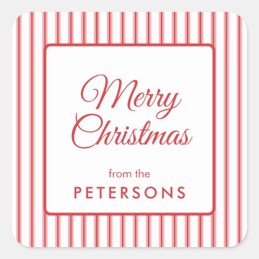 Classic Merry Christmas Square Sticker (Voorkant)