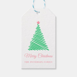 Classic Merry Christmas Tree Gift Label Cadeaulabel
