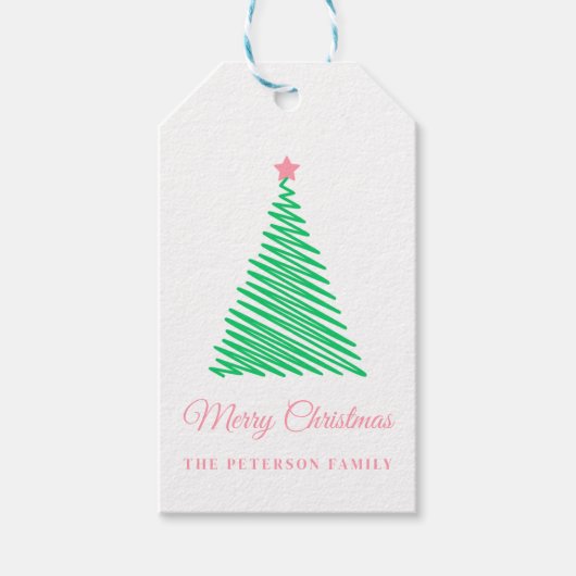 Classic Merry Christmas Tree Gift Label Cadeaulabel (Voorkant)