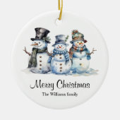 Classic Merry Christmas Waterverf Sneeuwman Keramisch Ornament (Voorkant)