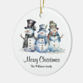 Classic Merry Christmas Waterverf Sneeuwman Keramisch Ornament (Links)