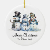 Classic Merry Christmas Waterverf Sneeuwman Keramisch Ornament (Achterkant)
