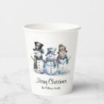 Classic Merry Christmas Waterverf Snowman Party Papieren Bekers<br><div class="desc">Voeg een vleugje wintermagie toe aan uw feestelijke feestviering met onze waterverf sneeuwpoppenkop met een vrolijke sneeuwpopfamilie en de hartverwarmende boodschap van 'Vrolijk kerstfeest'. Doordacht ontworpen, vullen ze perfect uw vakantietraktaties aan, waardoor ze de ideale aanvulling zijn op uw tafelomgeving. Personaliseer de bekers met jouw naam voor een extra speciale...</div>