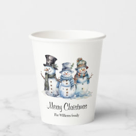 Classic Merry Christmas Waterverf Snowman Party Papieren Bekers