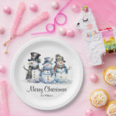 Classic Merry Christmas Waterverf Snowman Party Papieren Bordje (Feest)