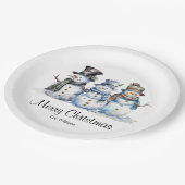 Classic Merry Christmas Waterverf Snowman Party Papieren Bordje (Gekanteld)