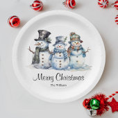 Classic Merry Christmas Waterverf Snowman Party Papieren Bordje